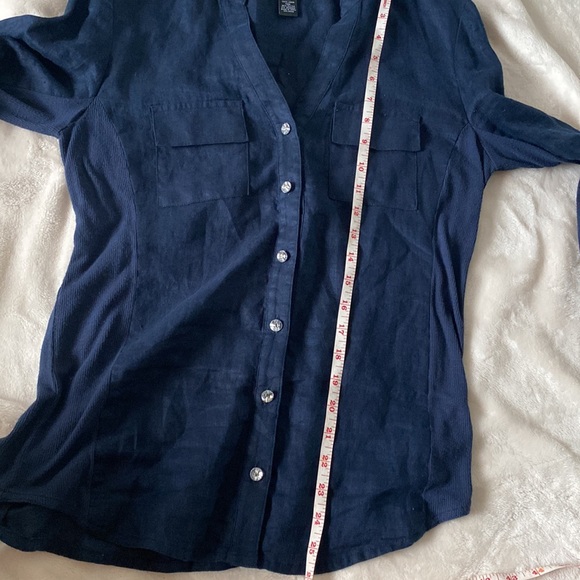 INC Blue Blouse with Crystal Buttons Medium - Picture 10 of 11